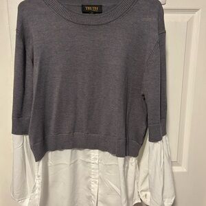 Truth Charcoal and White Layered Top